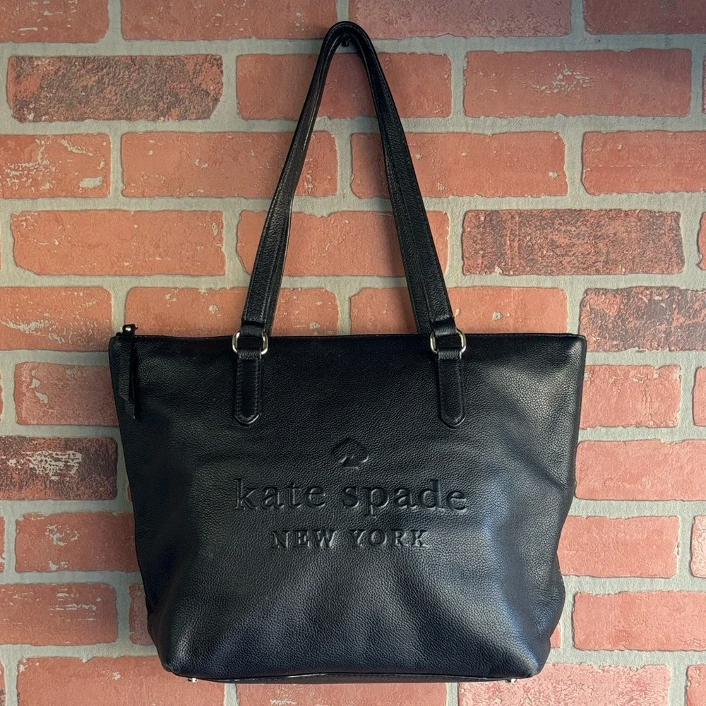 Kate Spade Larchmont Ave. Black Leather Tote Bag
